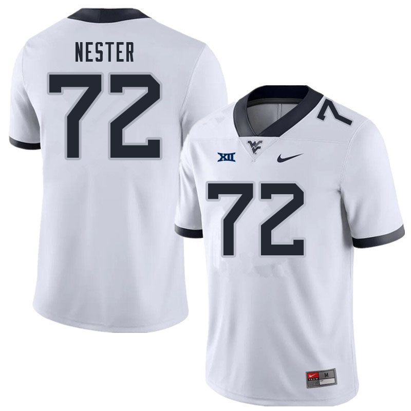 Men #72 Doug Nester West Virginia Mountaineers College Football Jerseys Sale-White - Click Image to Close